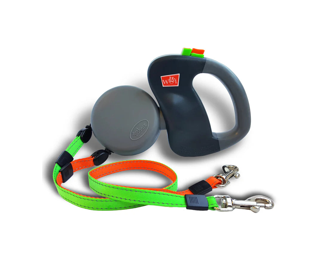 Tangle-Free Retractable Double Dog Leash with Light